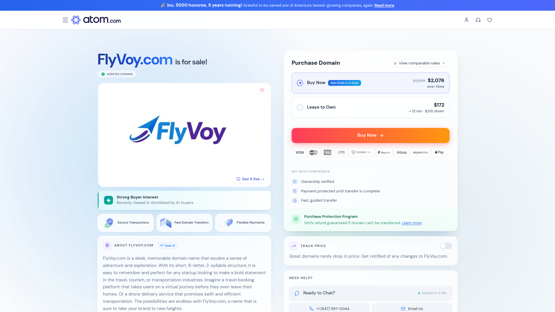 Screenshot van flyvoy.com