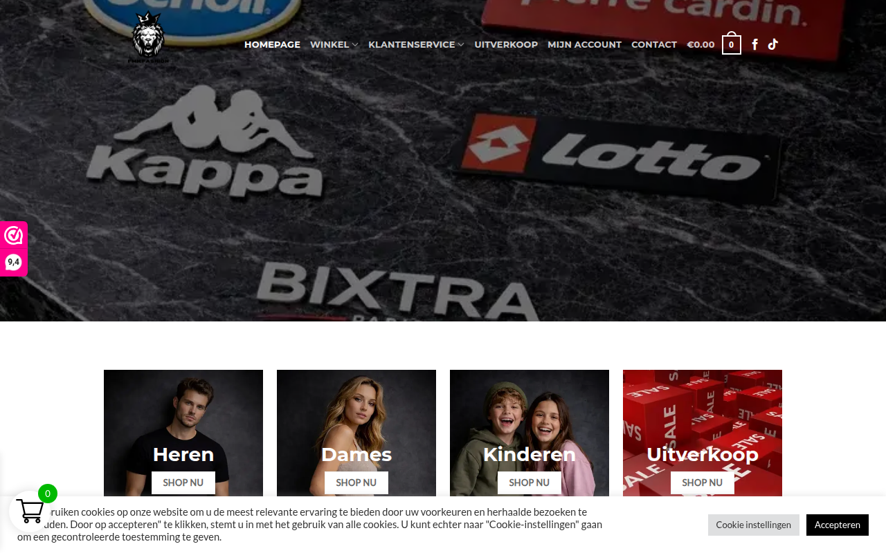 Screenshot van fmhfashion.nl