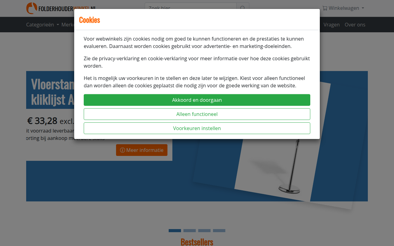 Screenshot van folderhouderwinkel.nl