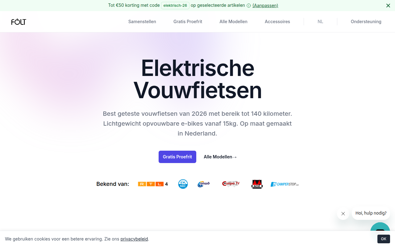 Screenshot van foltbike.nl