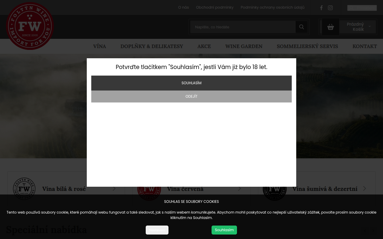 Screenshot van foltynwine.cz