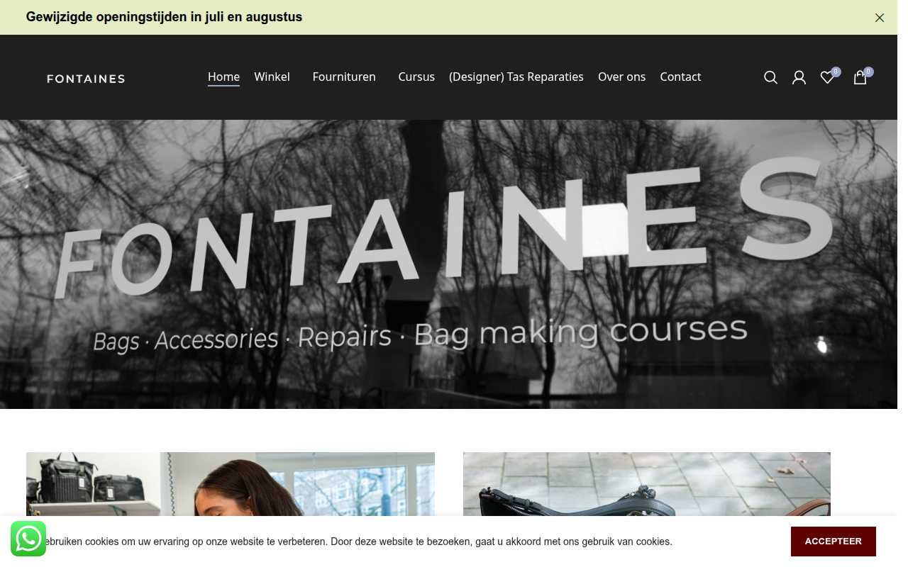Screenshot van fontainescreations.nl