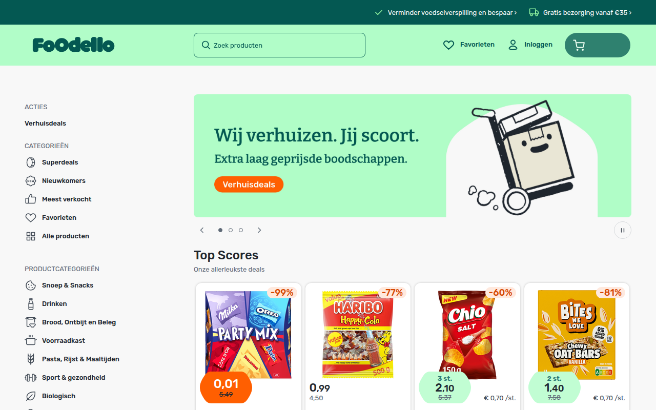 Screenshot van foodello.be