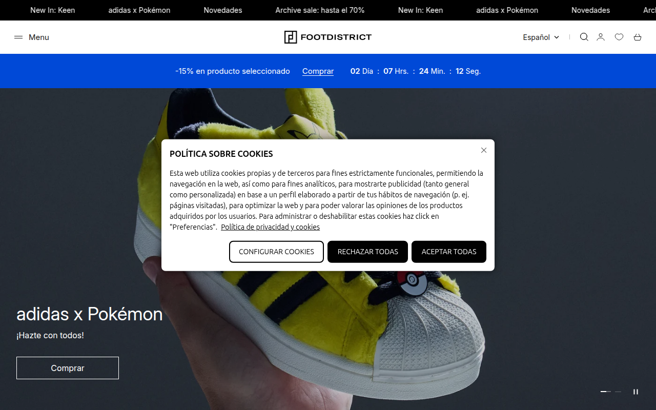 Screenshot van footdistrict.com