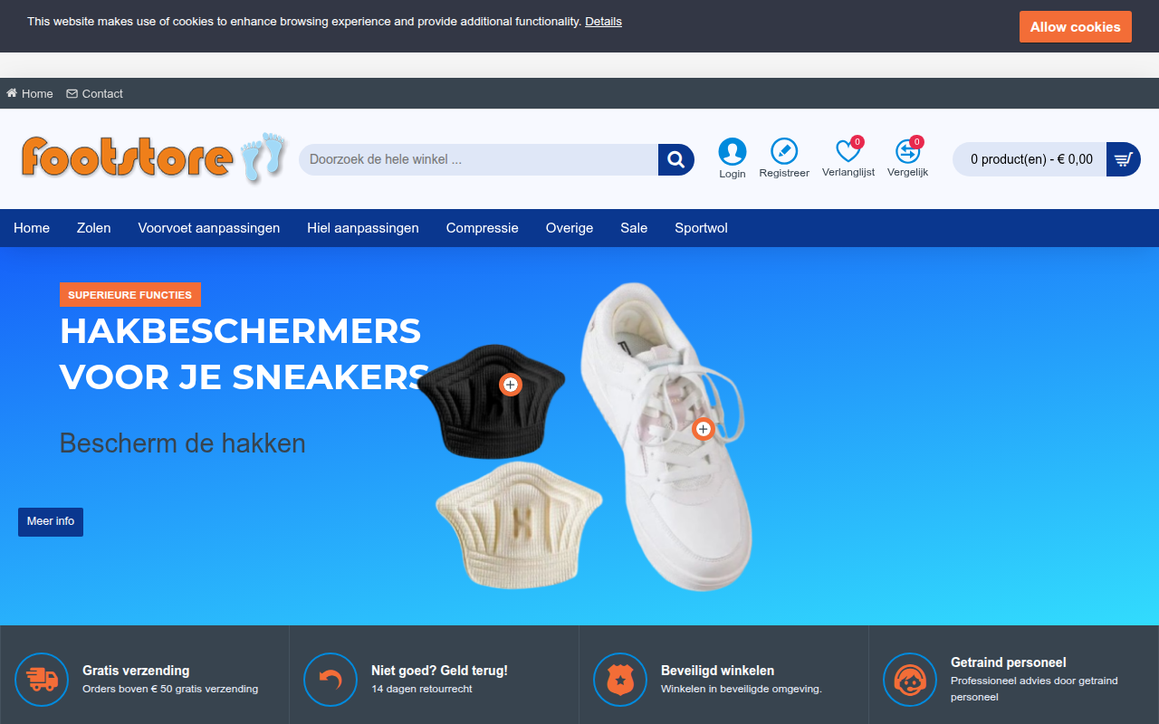 Screenshot van footstore.nl