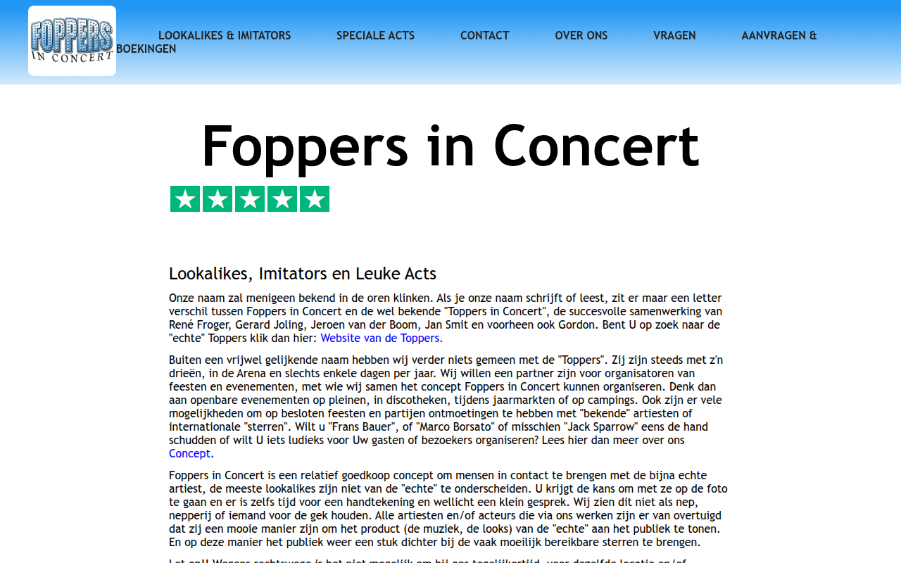 Screenshot van foppersinconcert.nl
