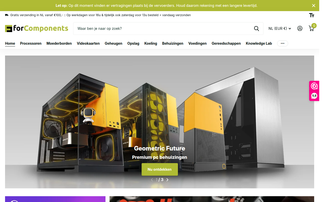 Screenshot van forcomponents.nl