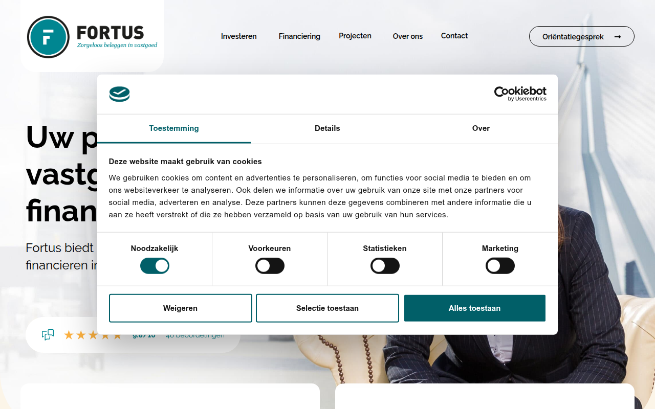 Screenshot van fortus.nl