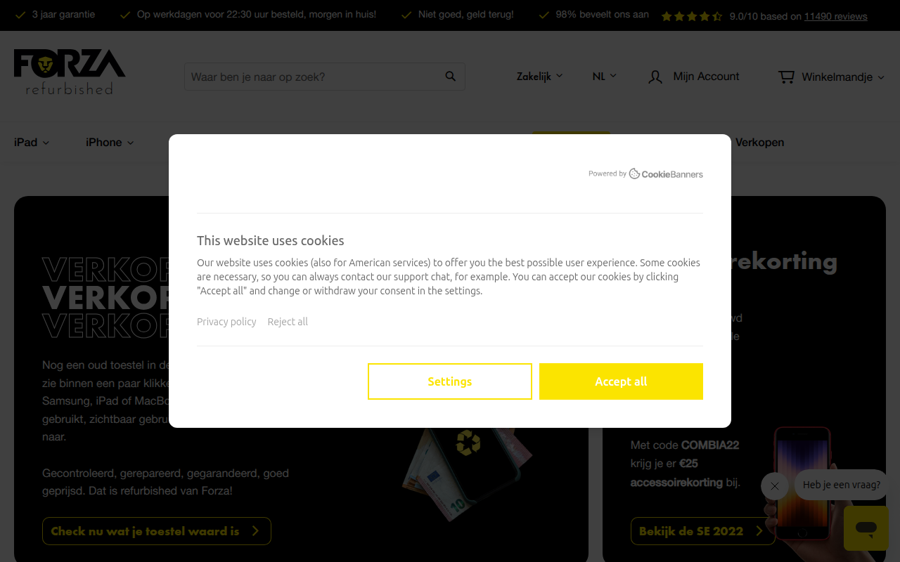Screenshot van forza-refurbished.nl