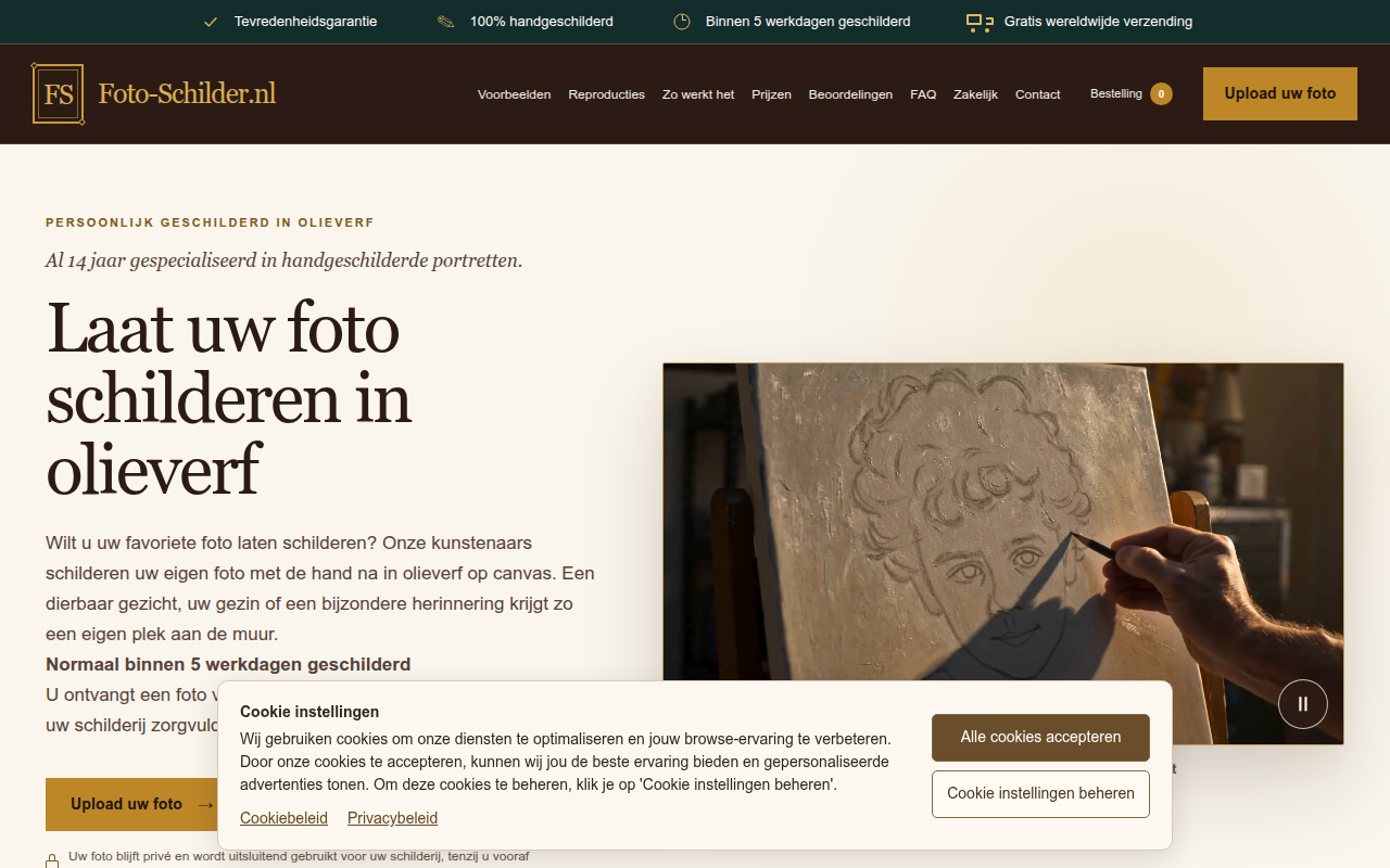 Screenshot van foto-schilder.nl