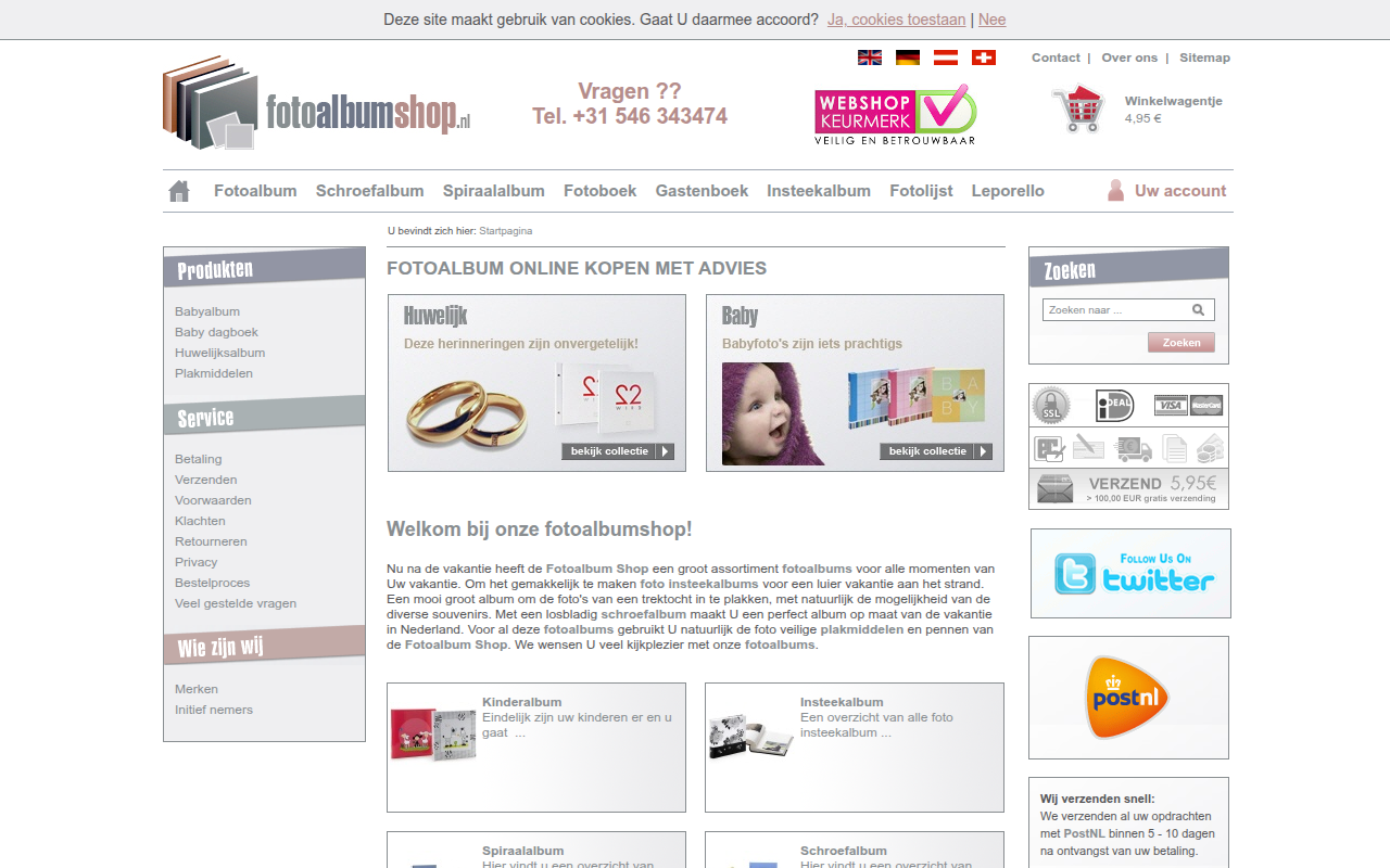 Screenshot van fotoalbumshop.nl