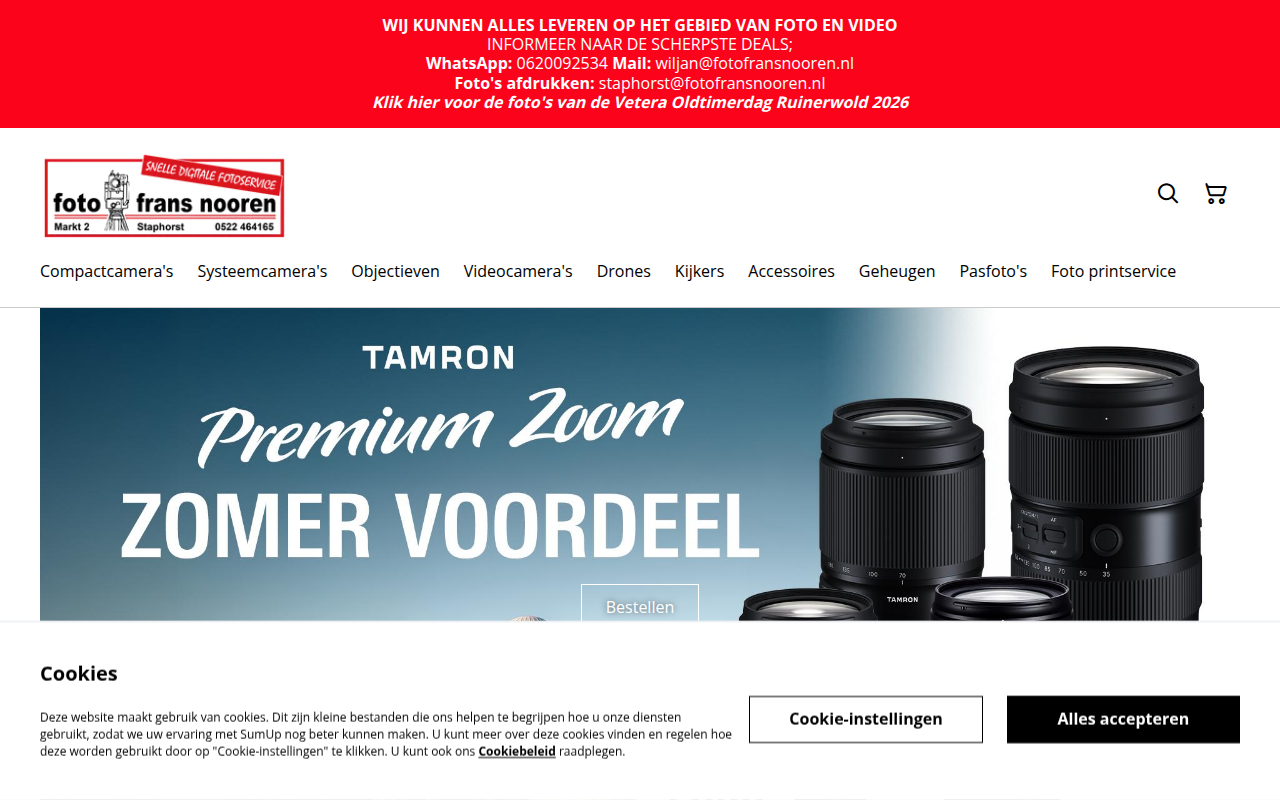 Screenshot van fotofransnooren.sumupstore.com