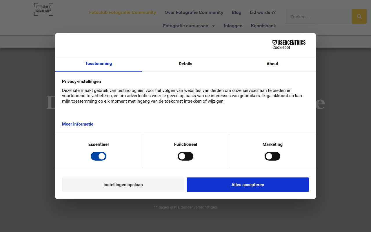 Screenshot van fotografiecommunity.nl