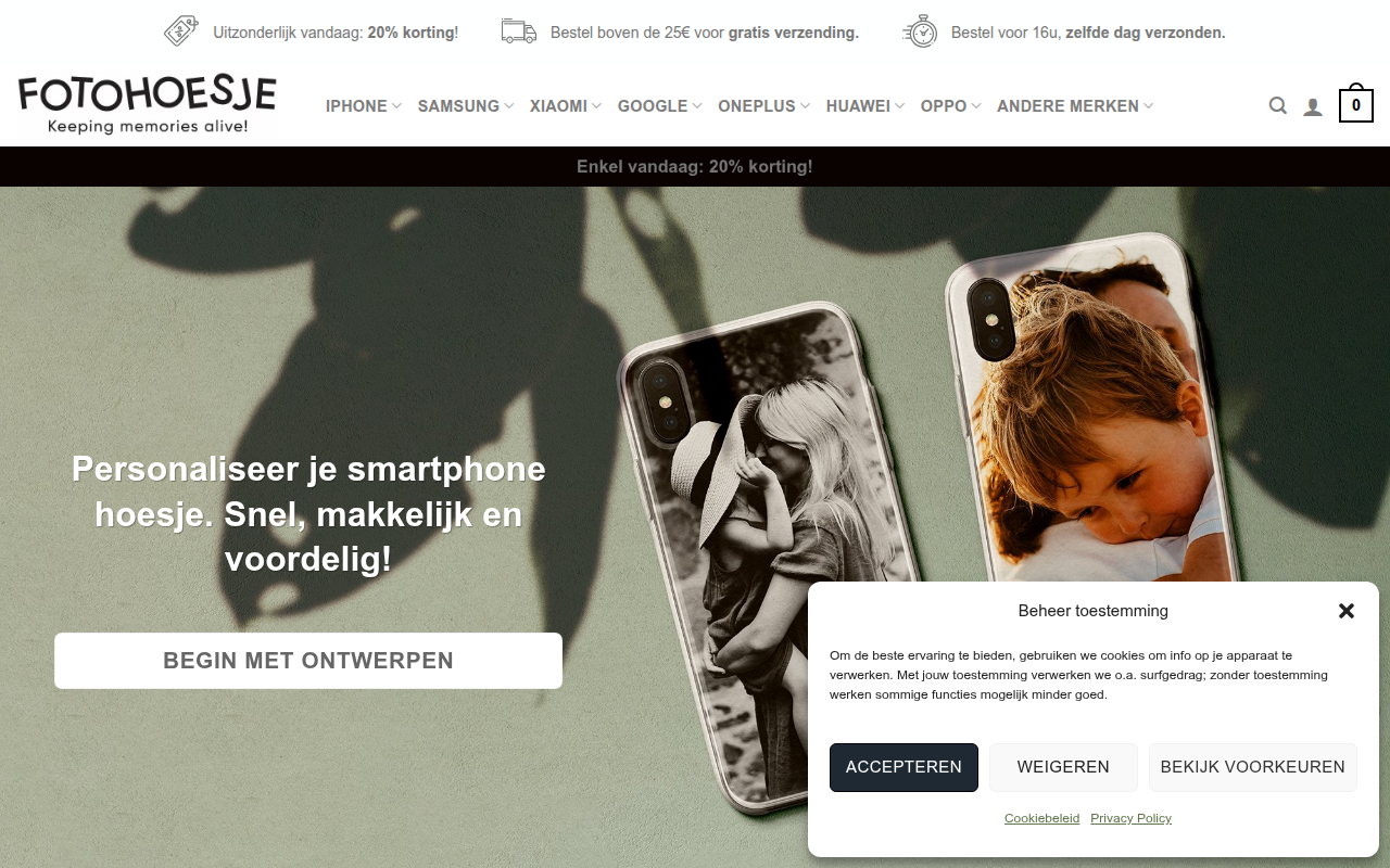 Screenshot van fotohoesje.nl