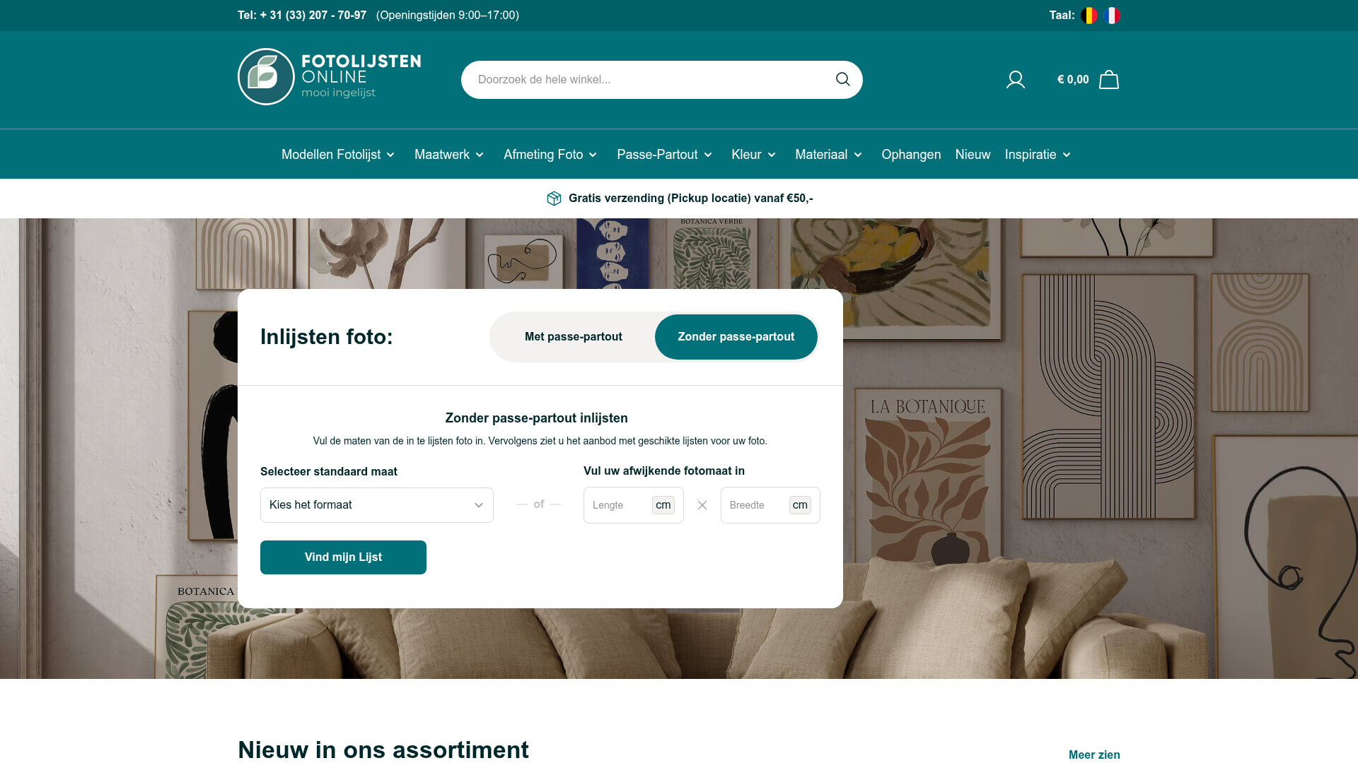 Screenshot van fotolijsten-online.nl