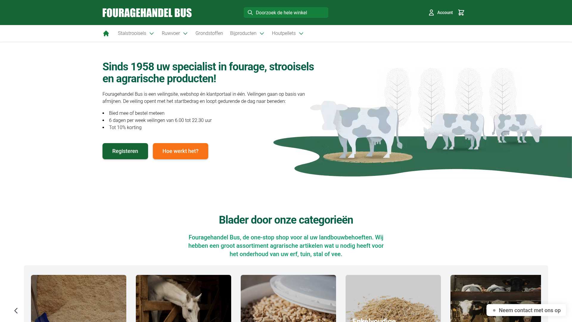 Screenshot van fouragehandelbus.nl