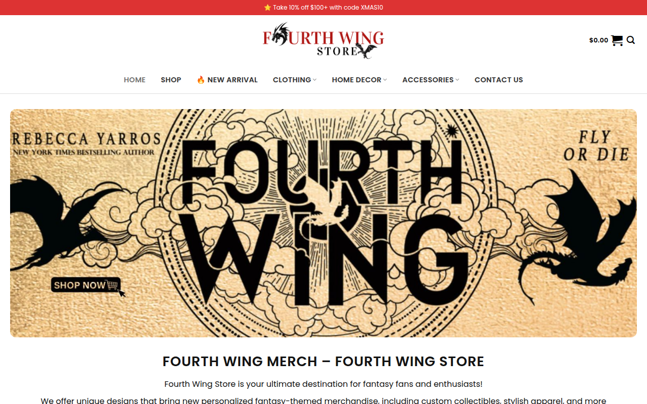 Screenshot van fourthwingstore.com