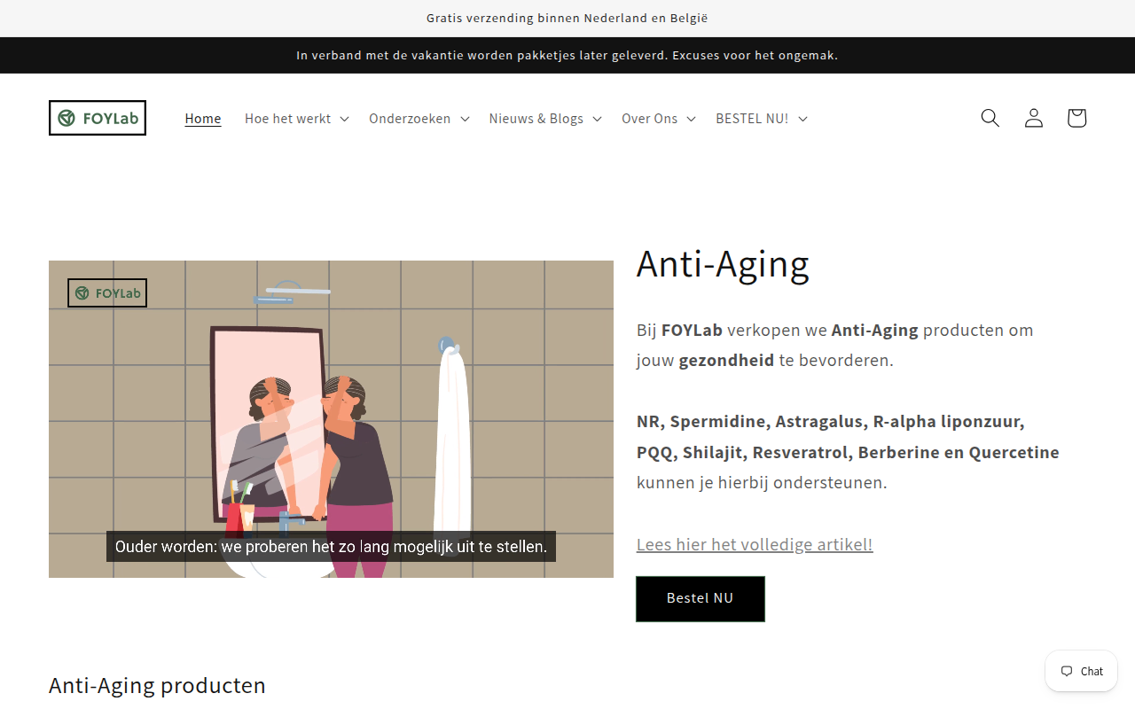Screenshot van foylab.nl