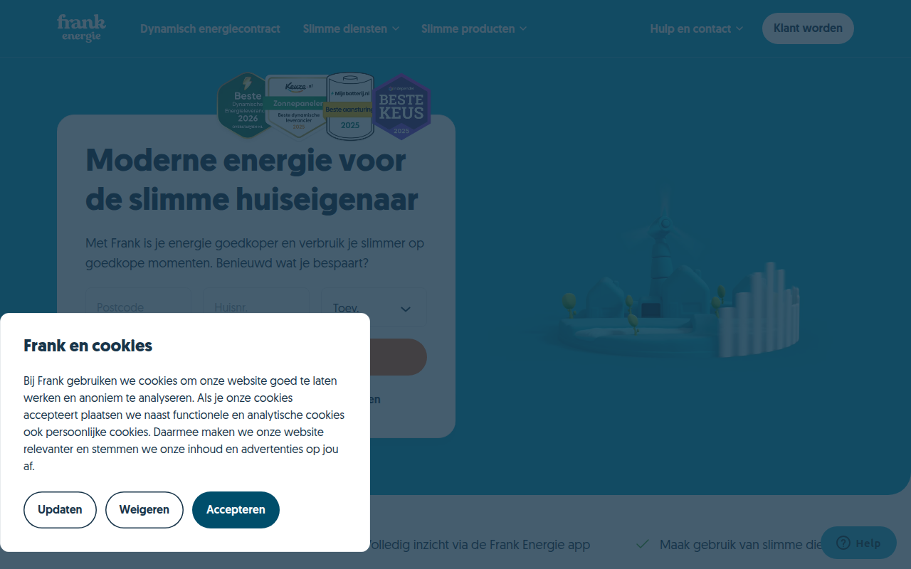 Screenshot van frankenergie.nl