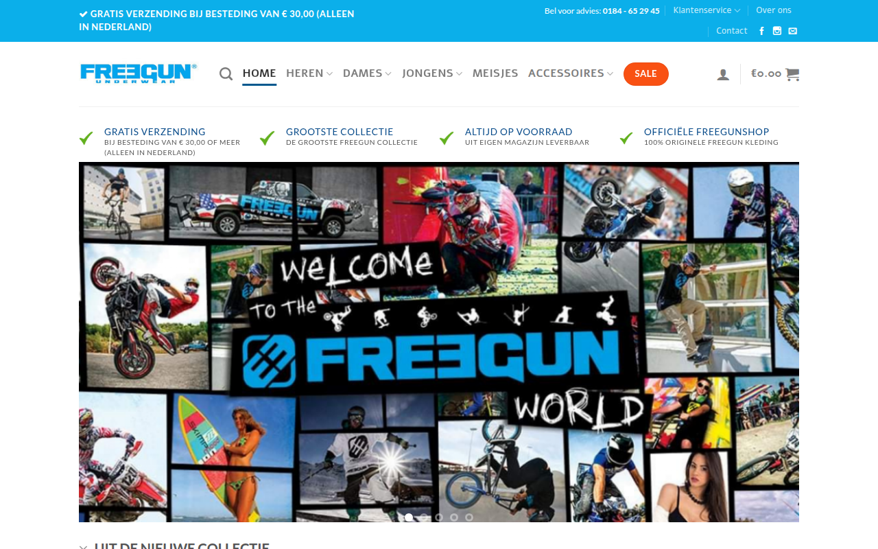 Screenshot van freegunshop.nl