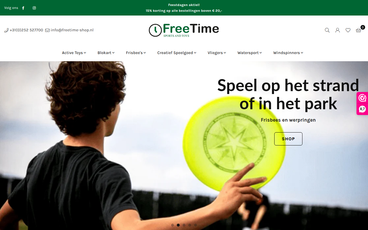 Screenshot van freetime-shop.nl
