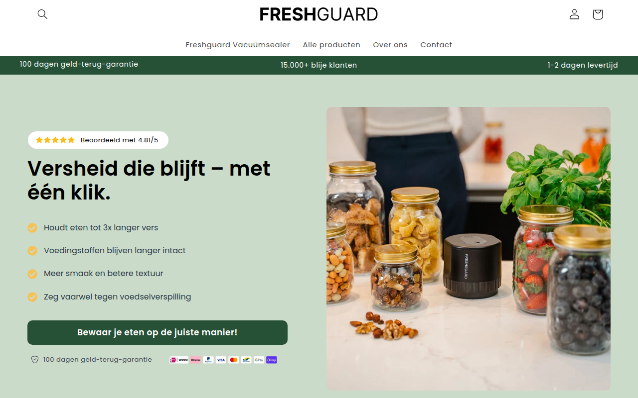 Screenshot van fresh-guard.nl