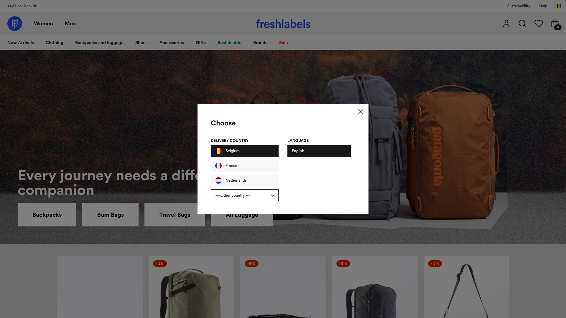 Screenshot van freshlabels.com