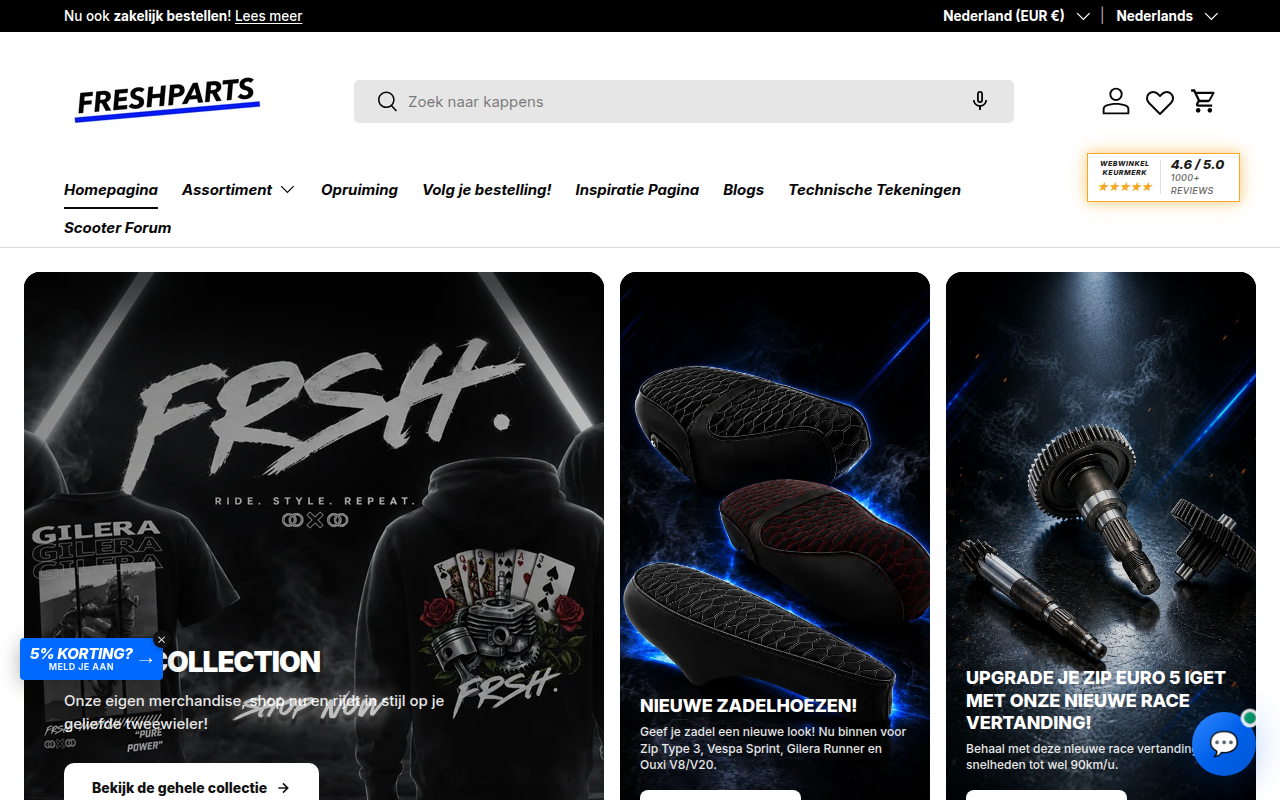 Screenshot van freshparts.nl