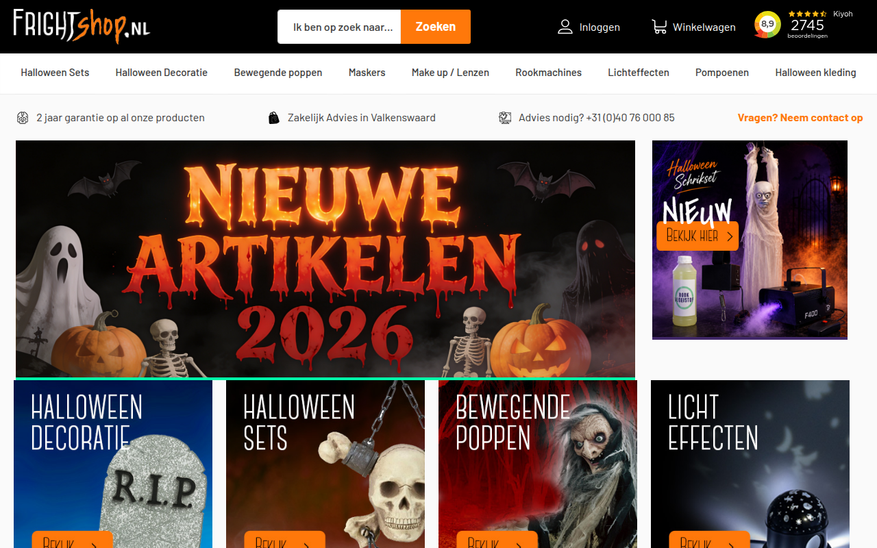 Screenshot van frightshop.nl