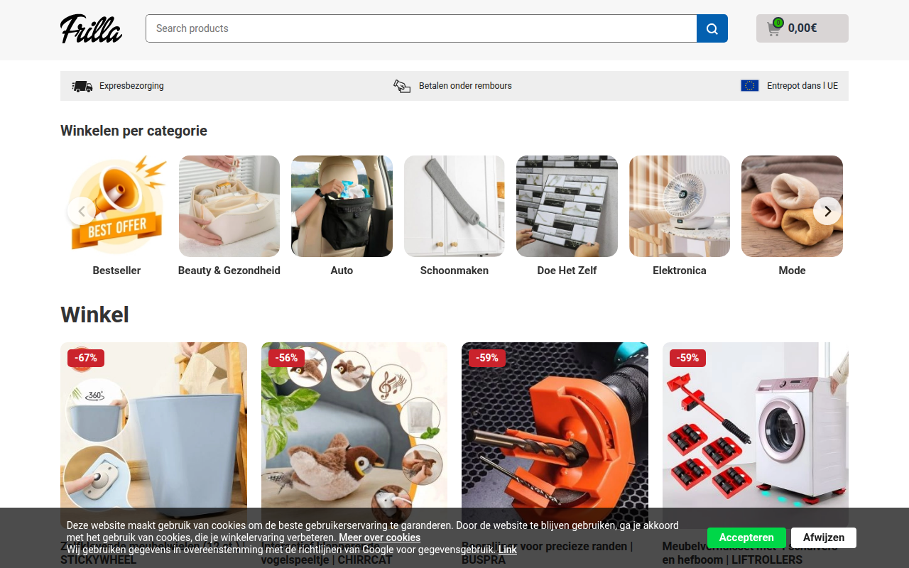 Screenshot van frillashop.be