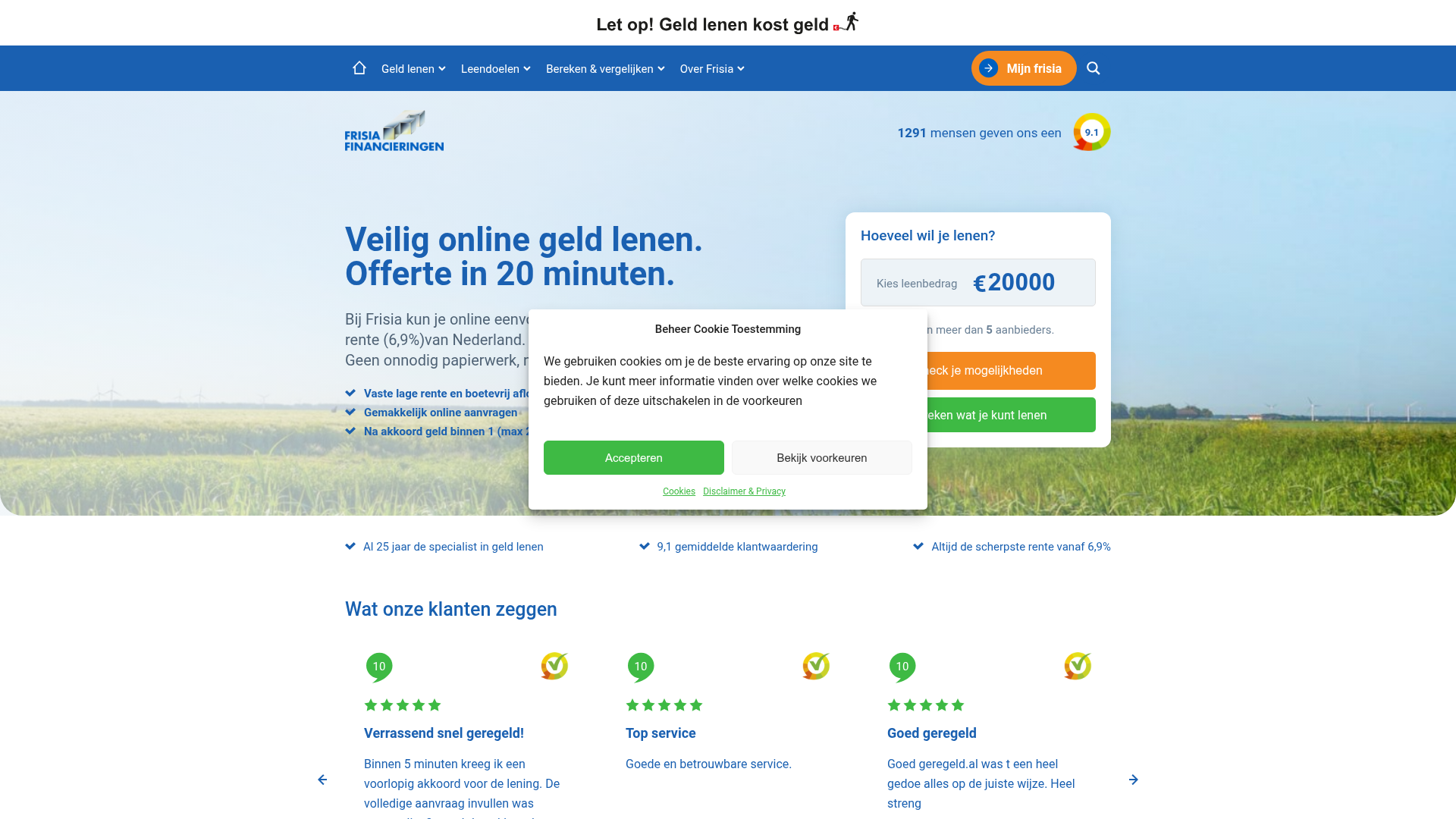 Screenshot van frisia.nl