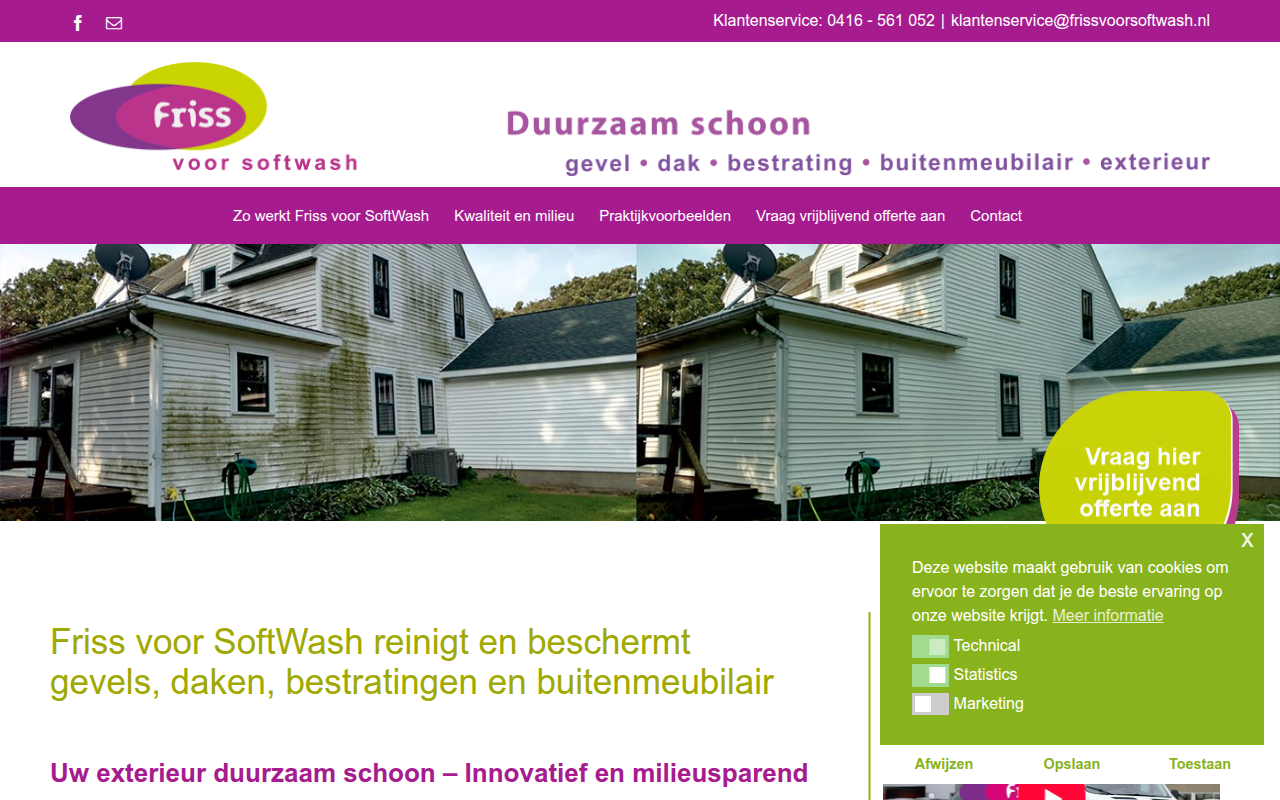 Screenshot van frissvoorsoftwash.nl
