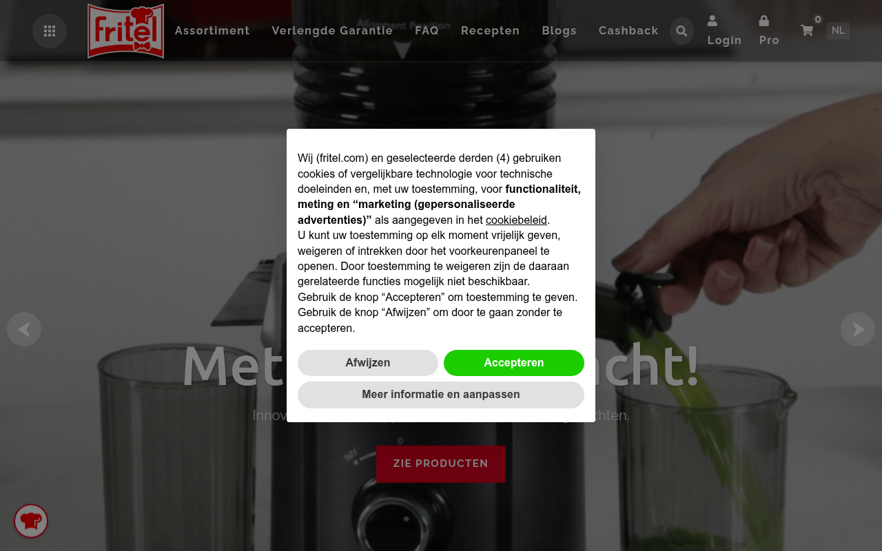 Screenshot van fritel.com