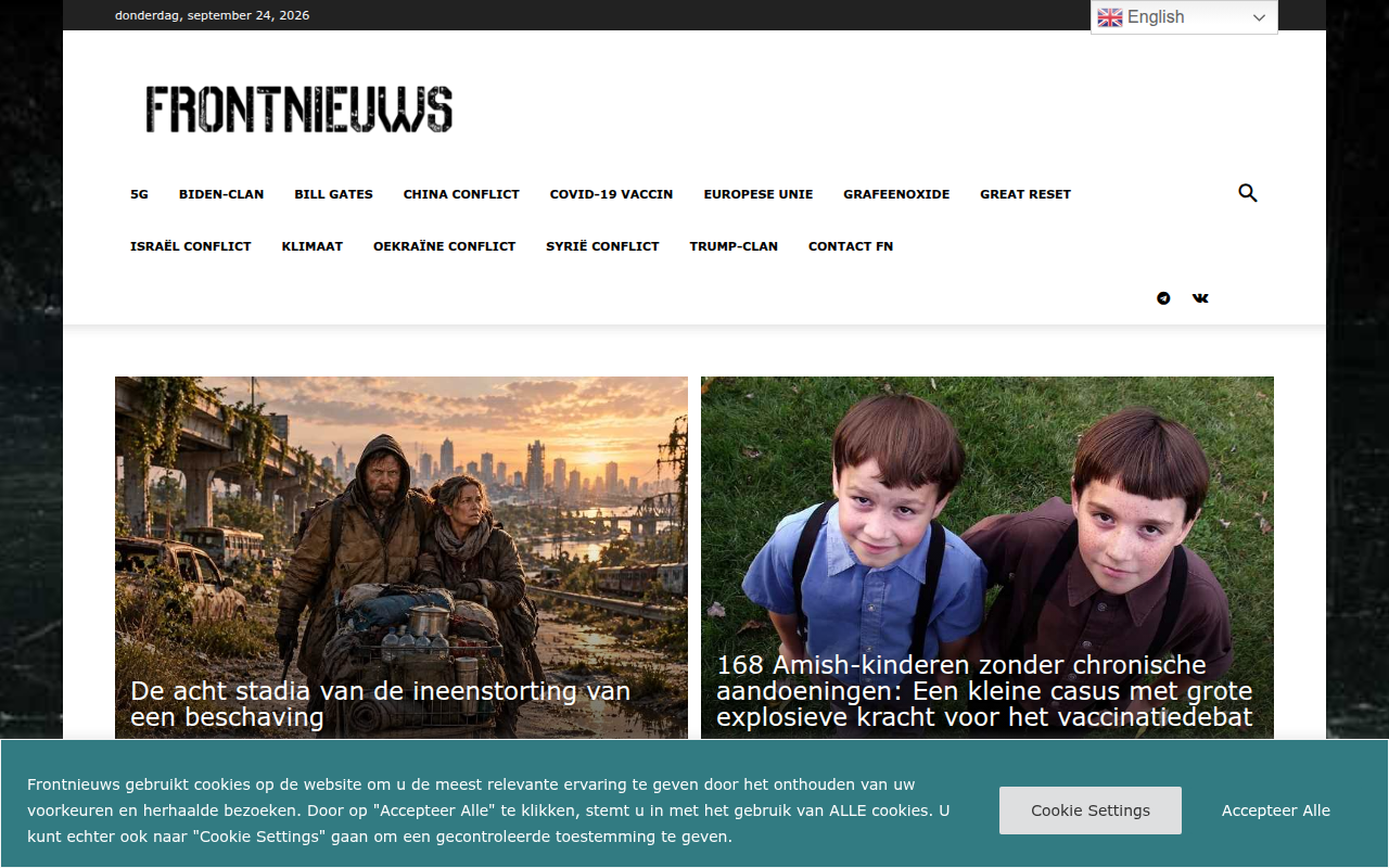 Screenshot van frontnieuws.com