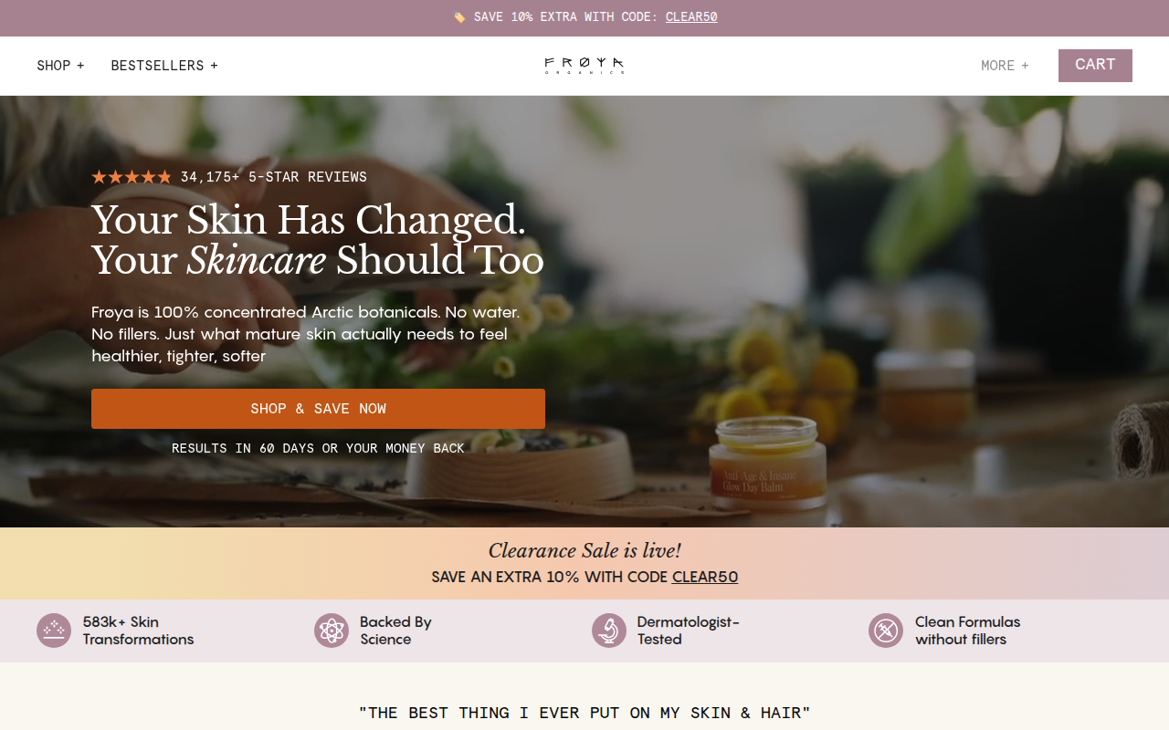 Screenshot van froyaorganics.com