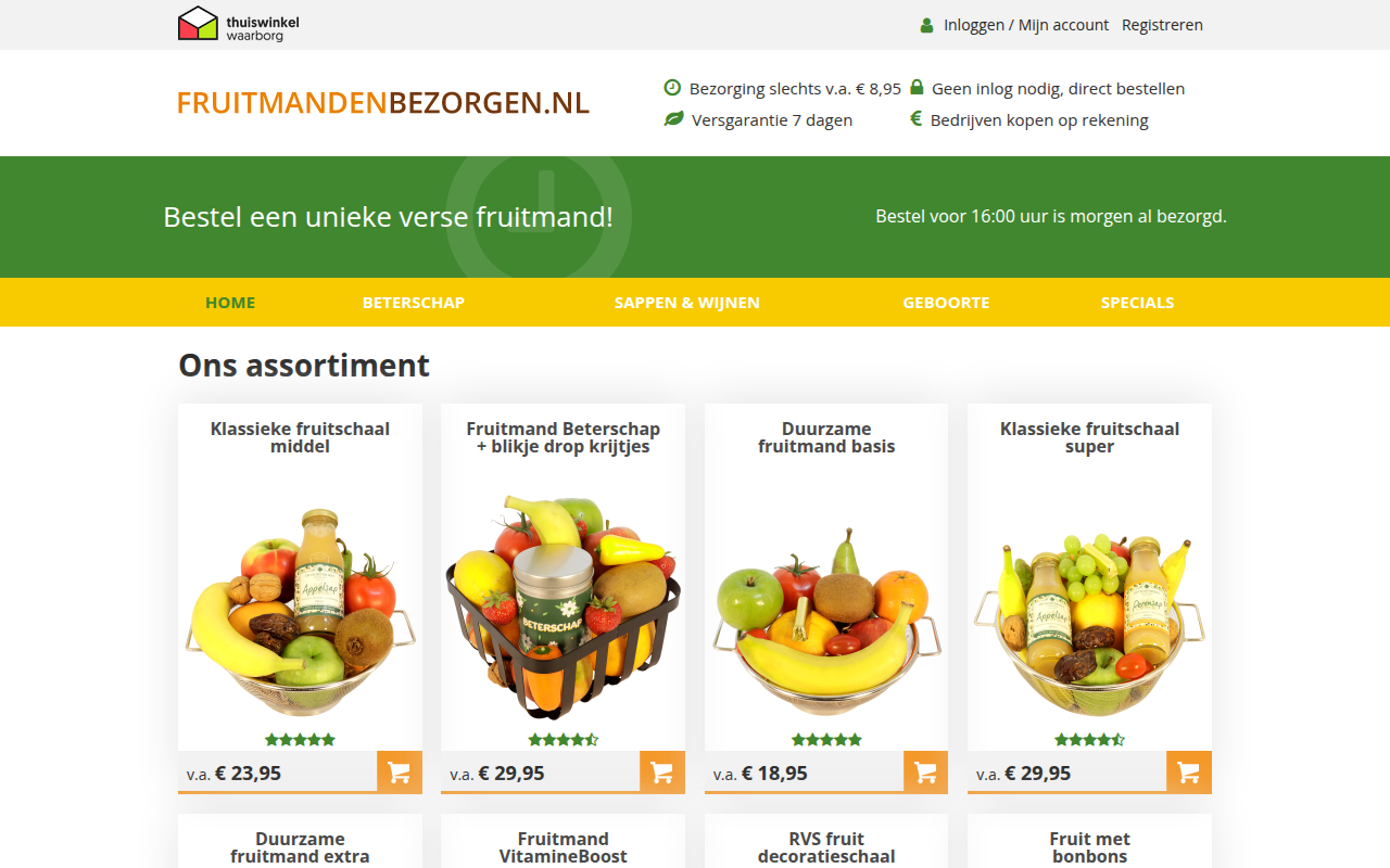 Screenshot van fruitmandenbezorgen.nl