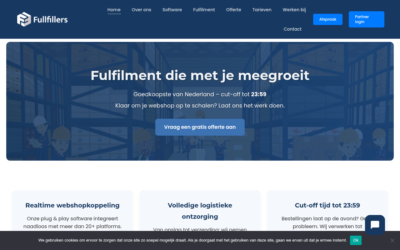 Screenshot van fullfillers.nl