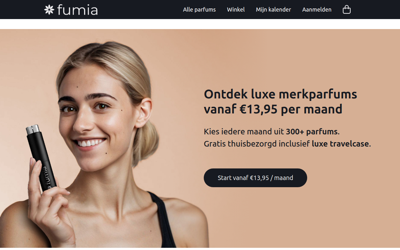 Screenshot van fumia.nl