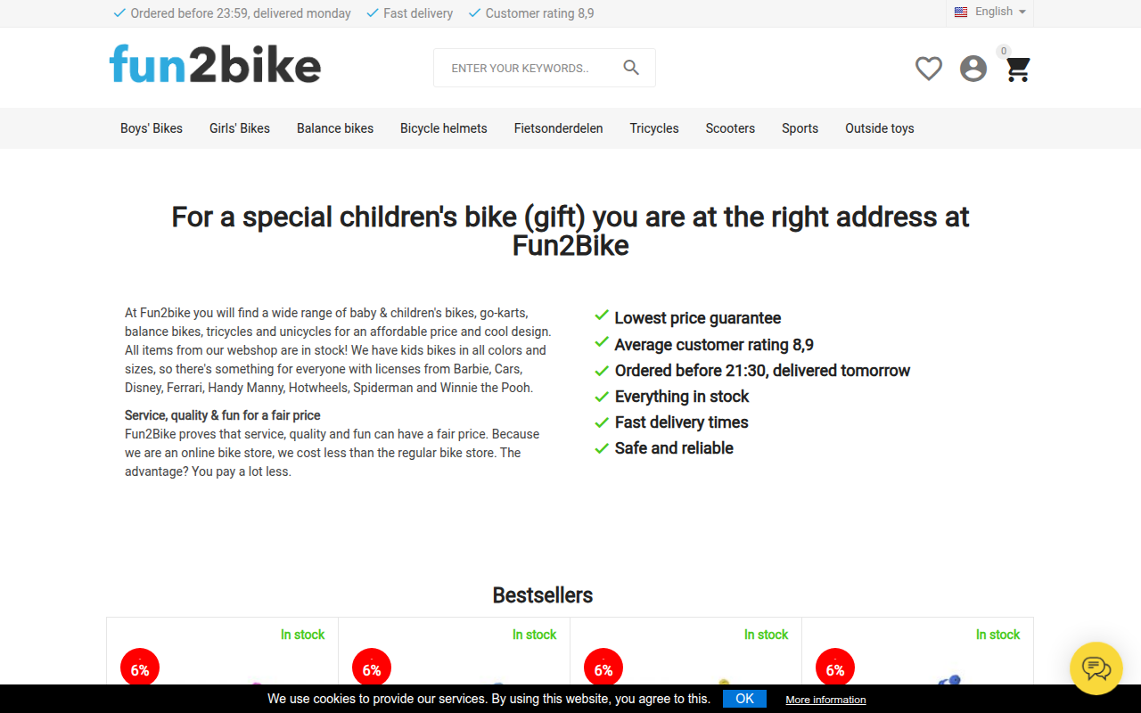 Screenshot van fun2bike.com