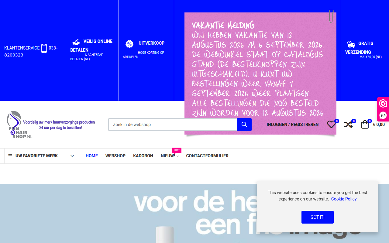 Screenshot van fun4hairshop.nl