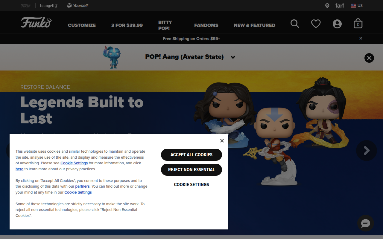 Screenshot van funko.com