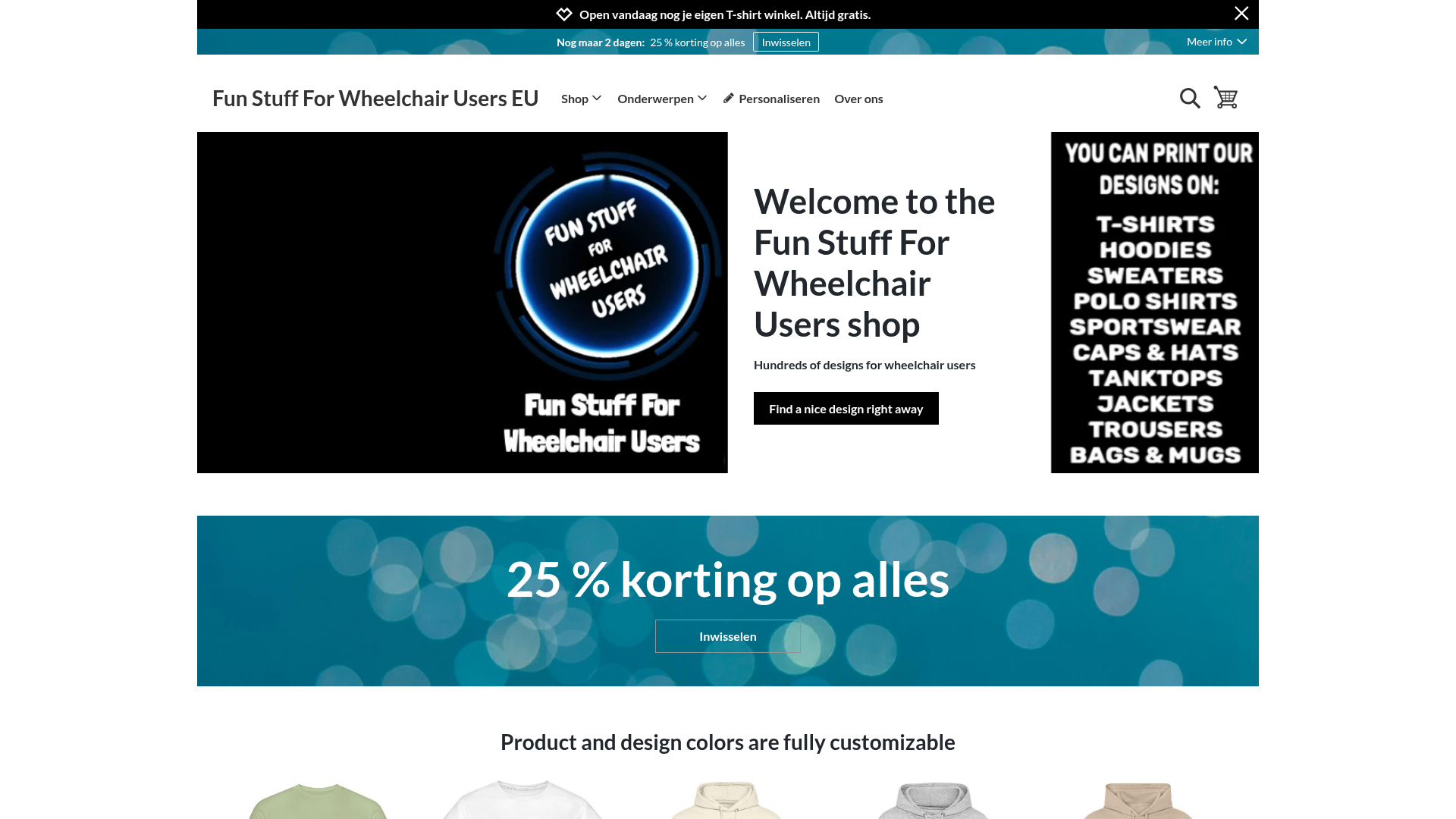 Screenshot van funstuffforwheelchairusers.myspreadshop.nl