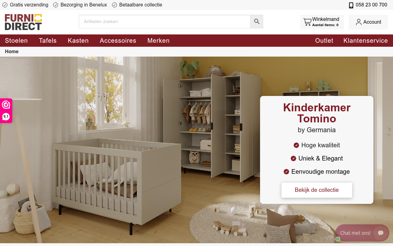 Screenshot van furnidirect.nl