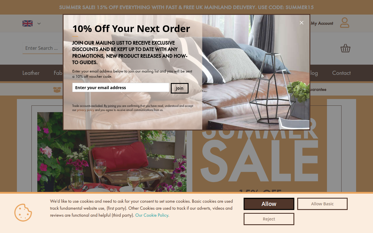 Screenshot van furnitureclinic.co.uk