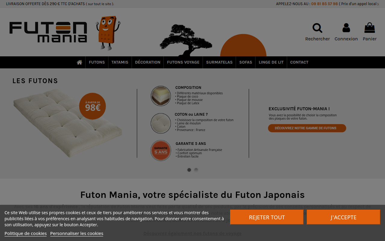 Screenshot van futon-mania.fr