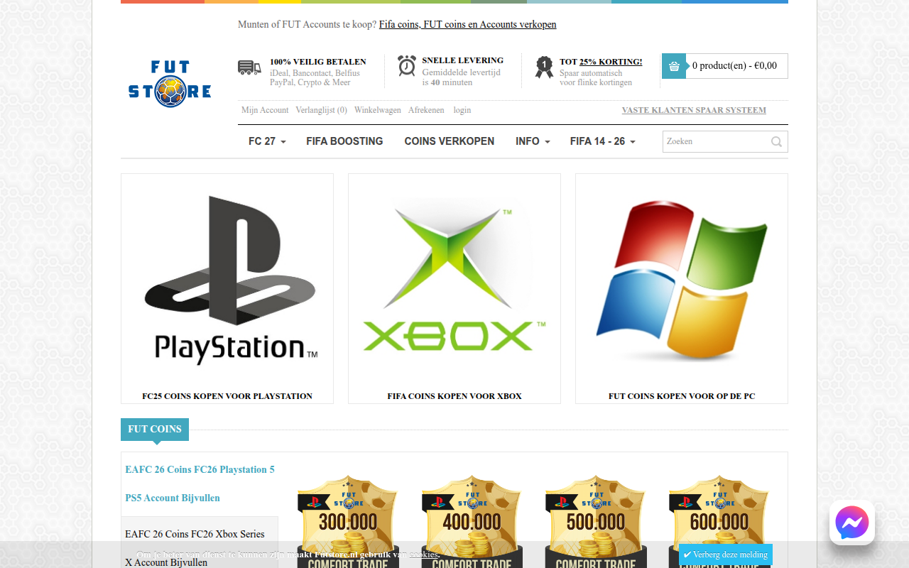 Screenshot van futstore.nl
