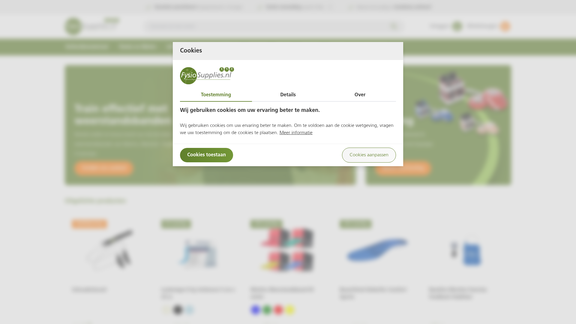 Screenshot van fysiosupplies.nl
