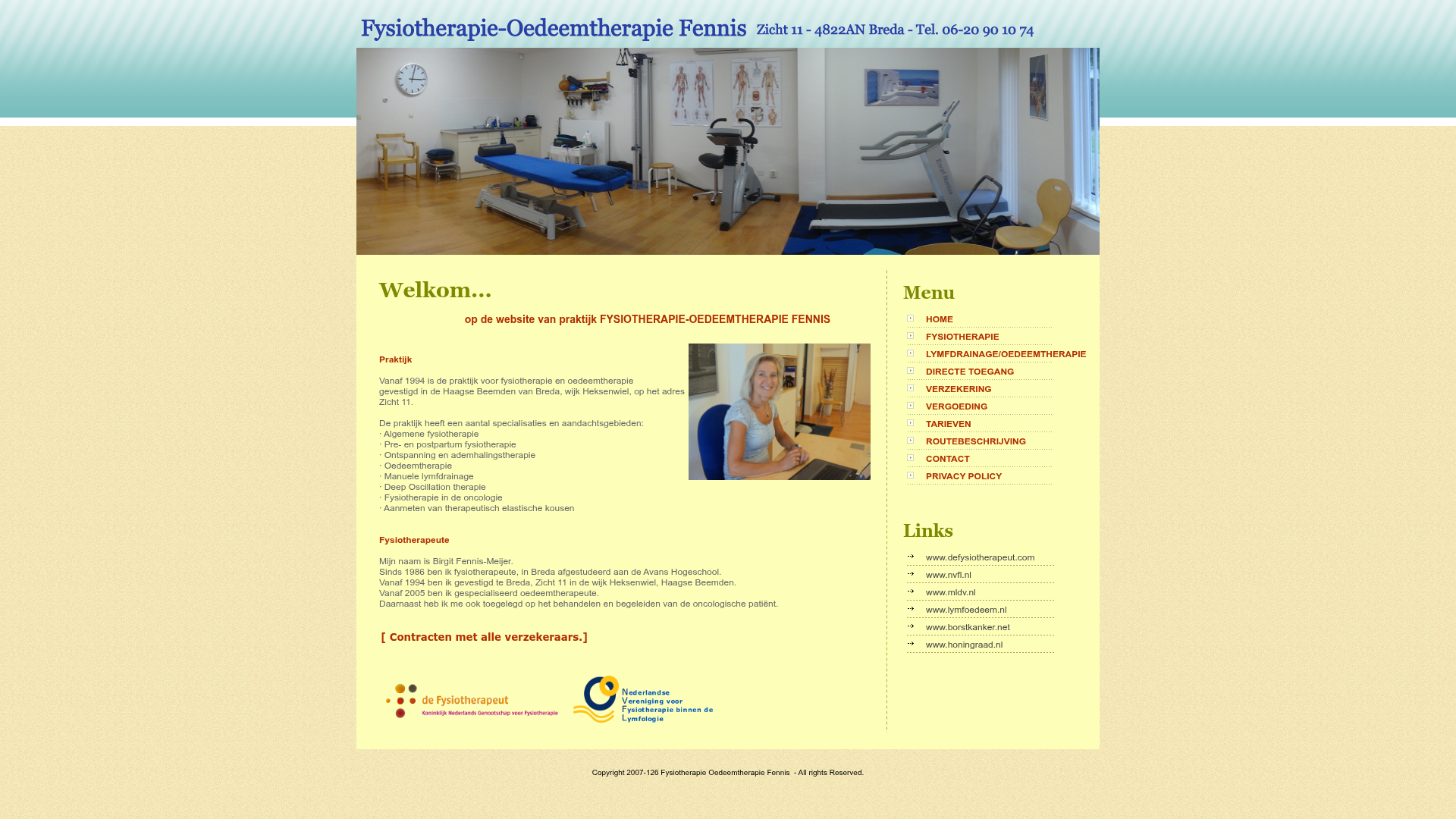 Screenshot van fysiotherapiefennis.nl