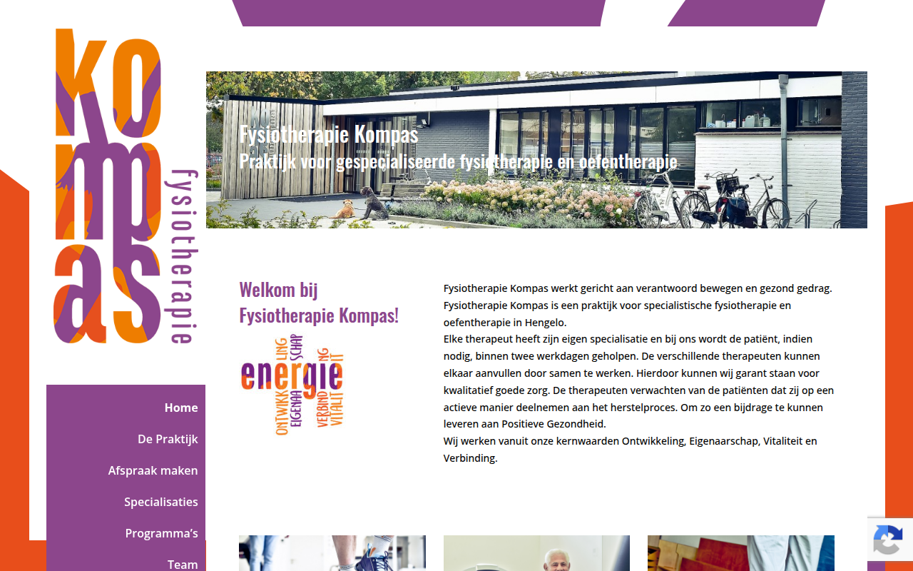 Screenshot van fysiotherapiekompas.nl