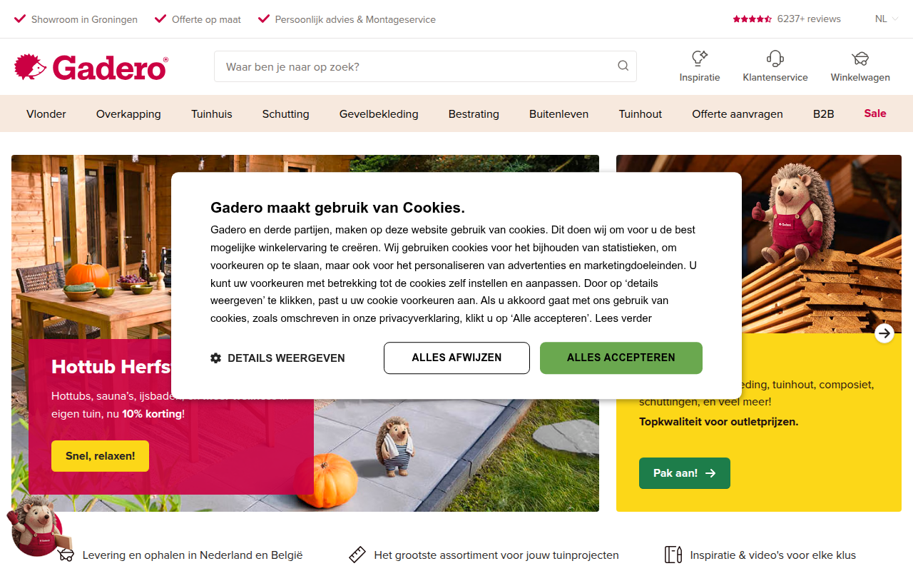 Screenshot van gadero.nl